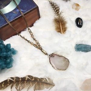 (NWT) Large Geode Agate Slice Necklace